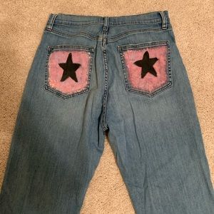 hand painted, high waisted straight leg jeans
